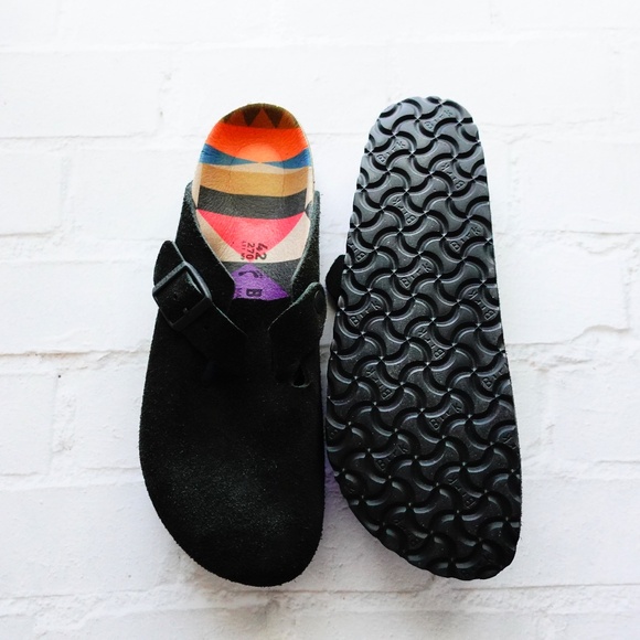 Birkenstock Boston Clog Shoe Black Suede  Size 42 USA 9 Limited Edition - Picture 2 of 7